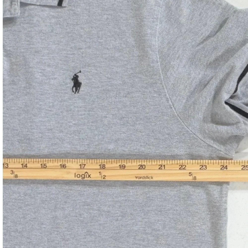 Polo Ralph Lauren Gray Knit Polo Shirt XXL Custom Slim Fit Number 2 Patch